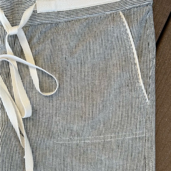 34*.CASLON Linen-Blend Drawstring Waist Stylish Pants White and Black Pinstripe - Picture 3 of 15